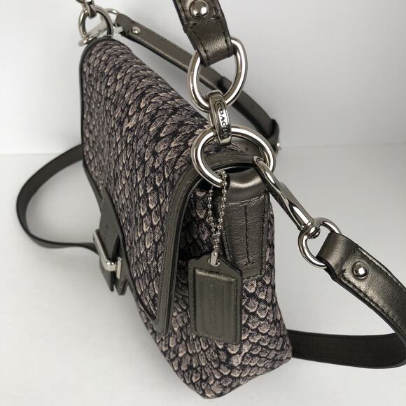 NWOT COACH Taylor Snake Print Flap Gunmetal Trim Crossbody Hand Bag F26036 - Picture 7 of 16